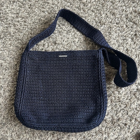 The Sak Crossbody Crochet Knit Small Shoulder Bag Purse Zip Closure Navy Blue - Picture 1 of 5